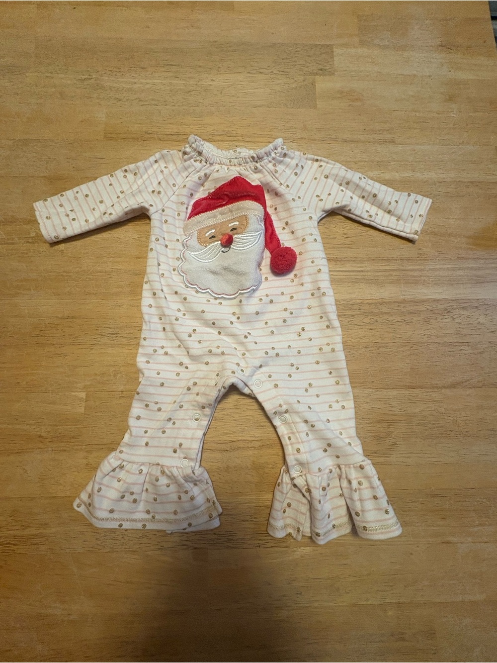 Mudpie Baby Girls l Santa Applique One-Piece Romper